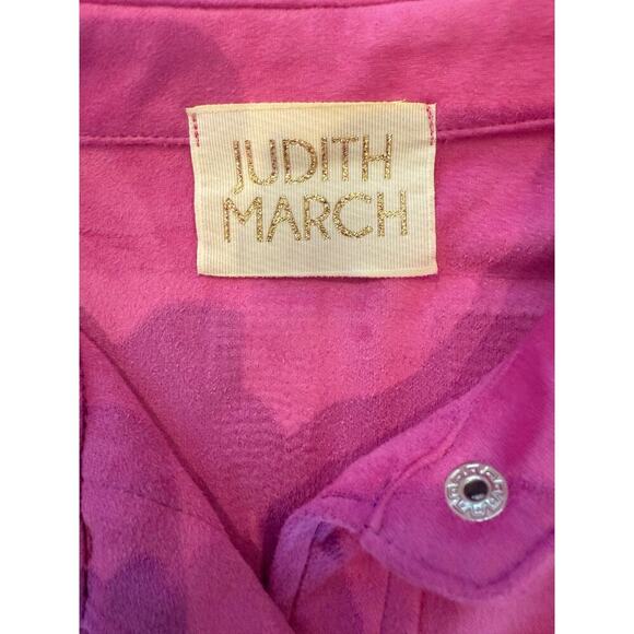 Judith March Pink Faux Suede Squad Rhinestone Fringe Western snaps Omega Shirt - Picture 5 of 11